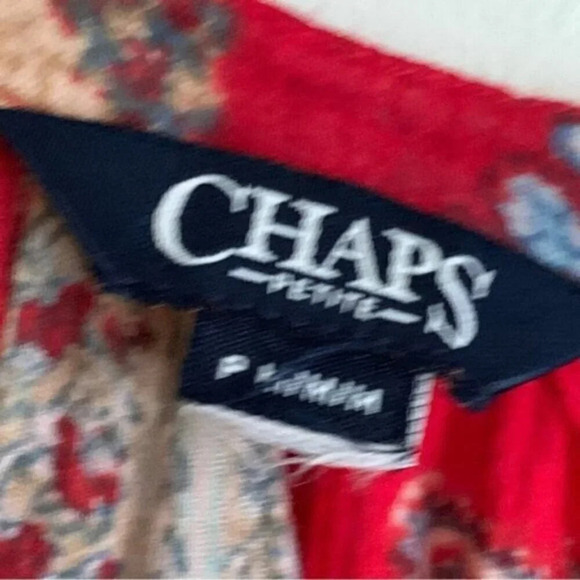 Chaps Patchwork Peasant Blouse Boho Aztec - Picture 7 of 8